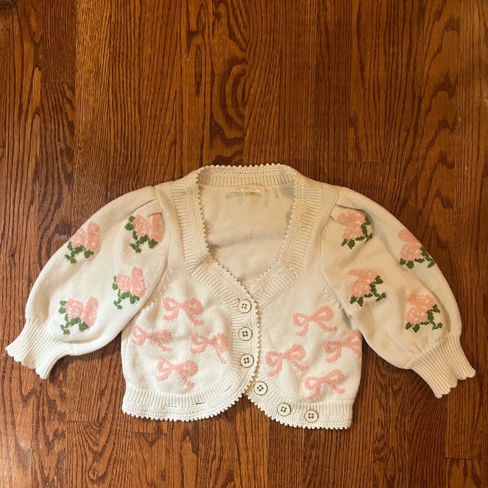 LoveShackFancy bow cardigan sweater